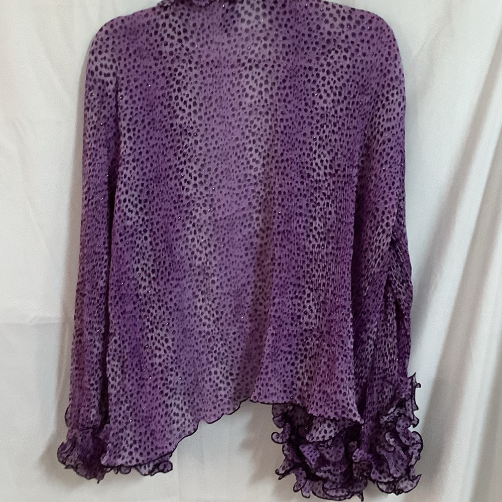 Chic Purple Ruffled Women's Cardigan Vintage - Picture 3 of 4